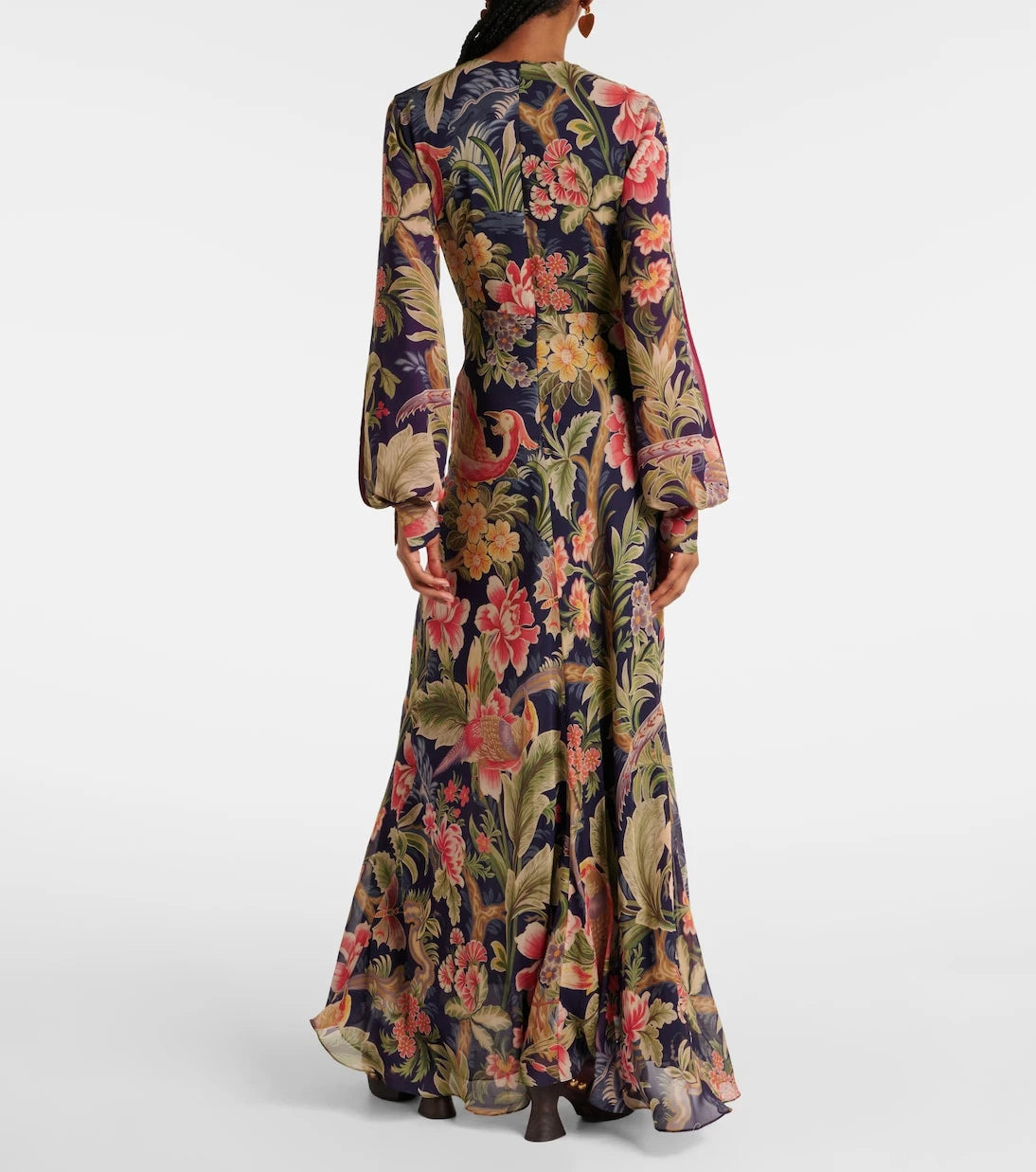 Etro - فستان شيفون حريري مزين بالورود