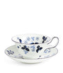 Wild Strawberry Inky Blue Teacup and Saucer