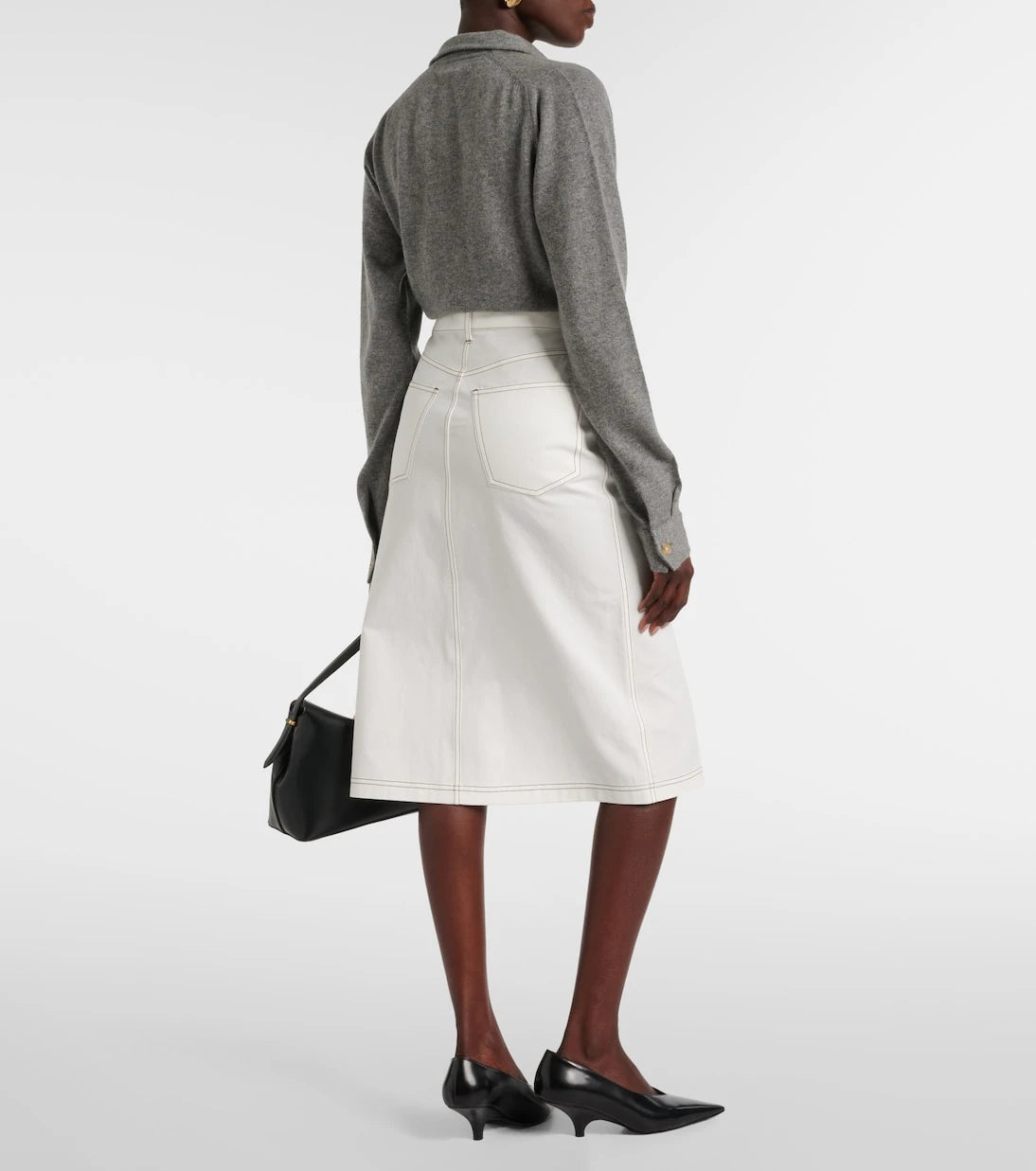 Toteme - High-rise denim midi skirt