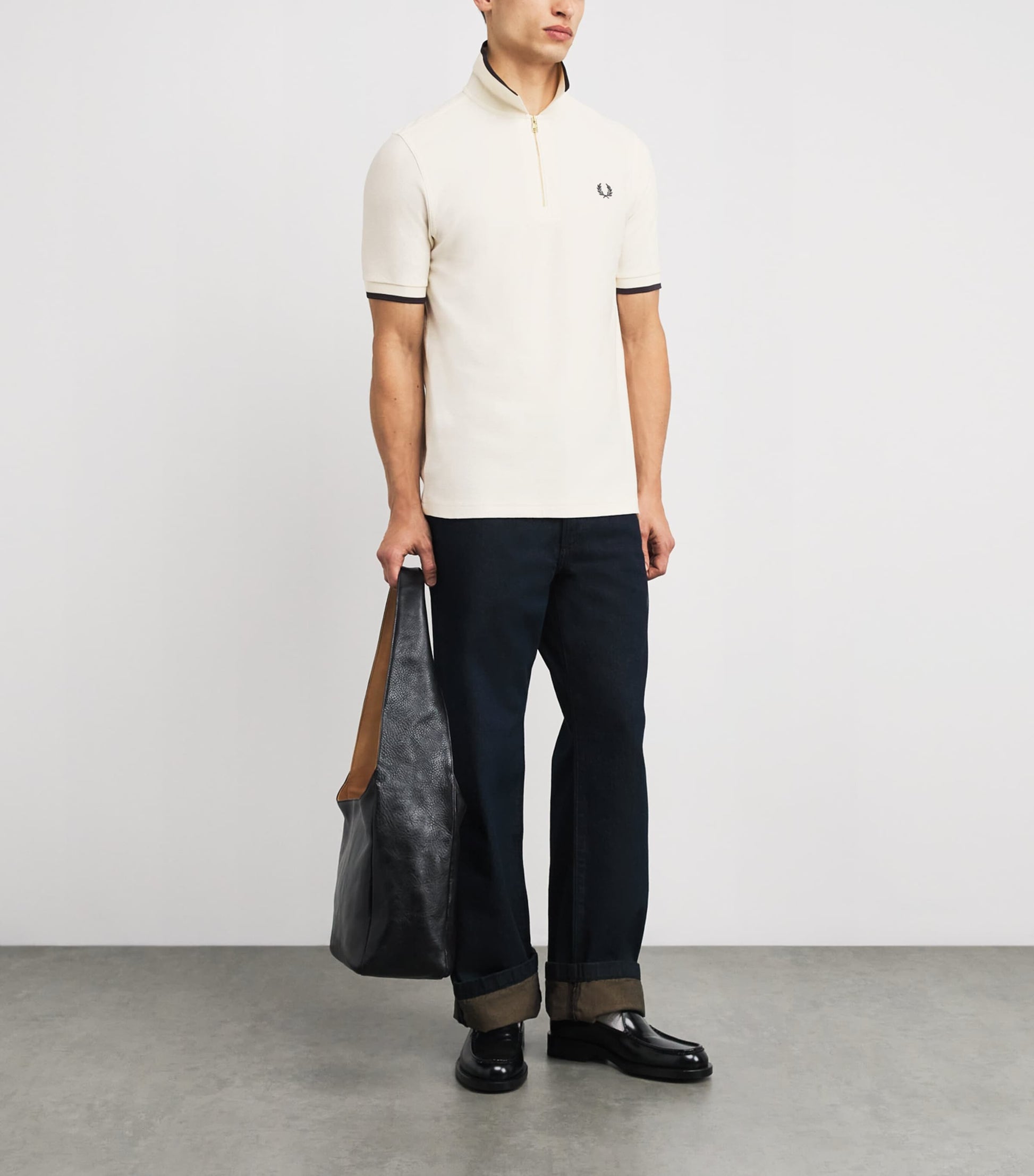 Cotton Crepe Piqué Polo Shirt