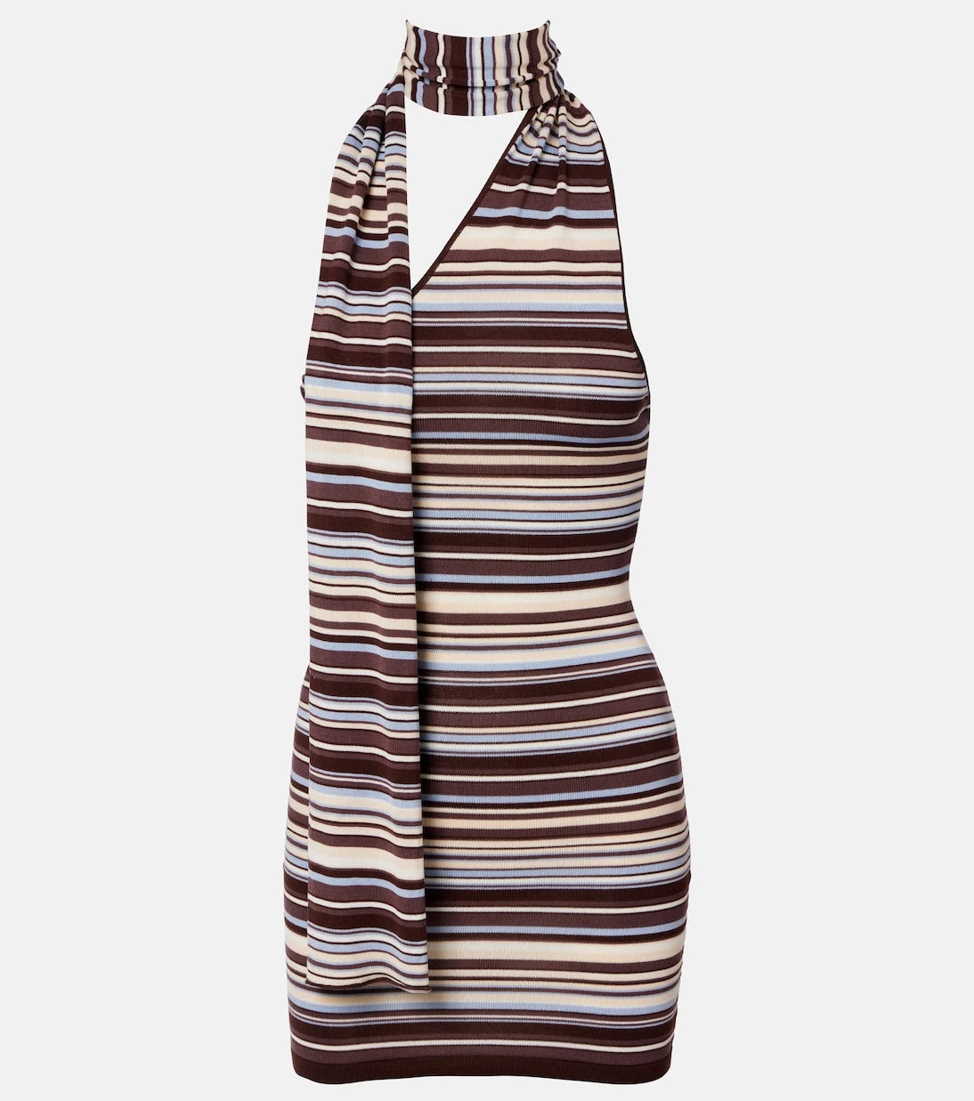 Aya Muse - Knitted scarf-detail striped minidress