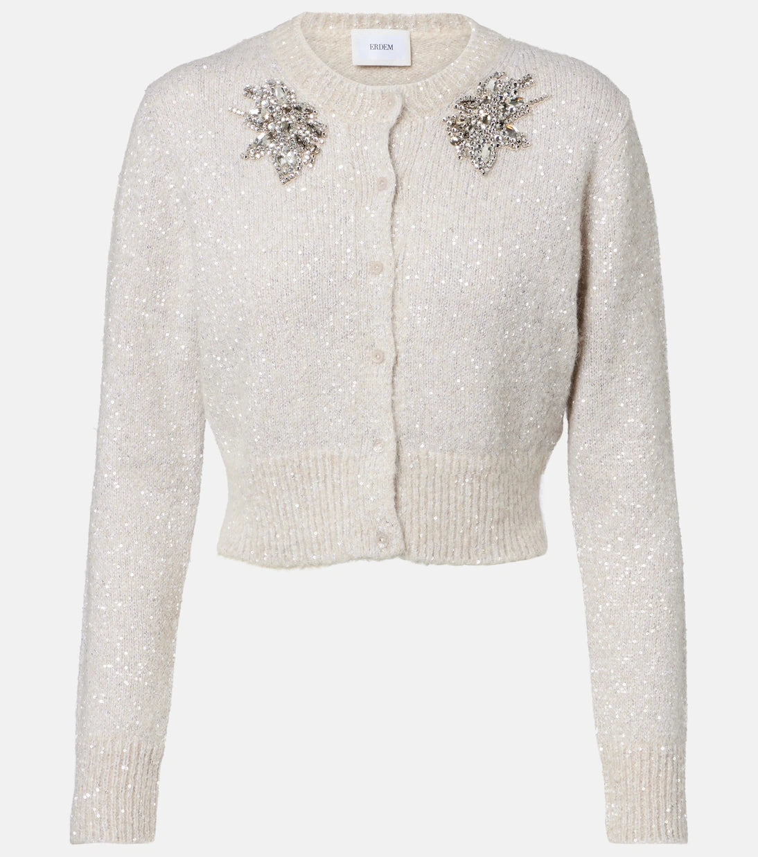 Erdem - Embellished cropped alpaca-blend cardigan