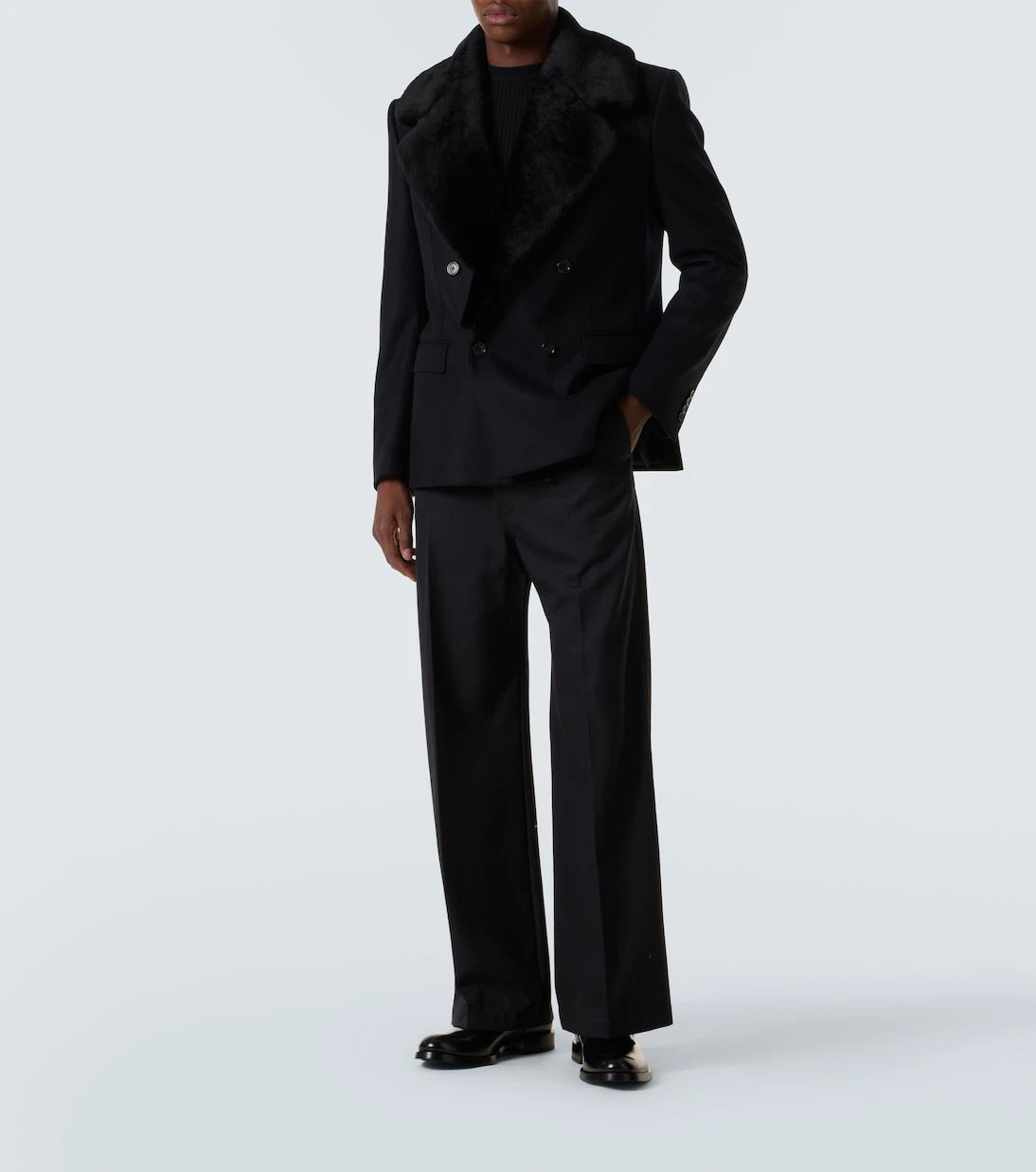 Dolce&Gabbana - Shearling-trimmed virgin wool blazer