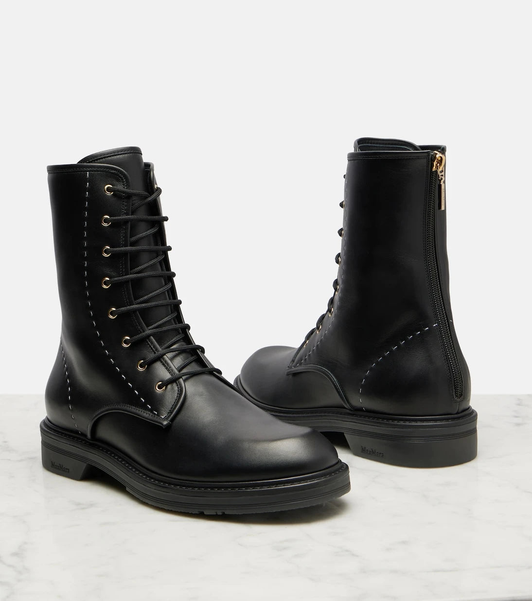 Max Mara - Urbancombat leather combat boots