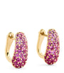 Yellow Gold and Pink Sapphire Holly Huggie Earrings