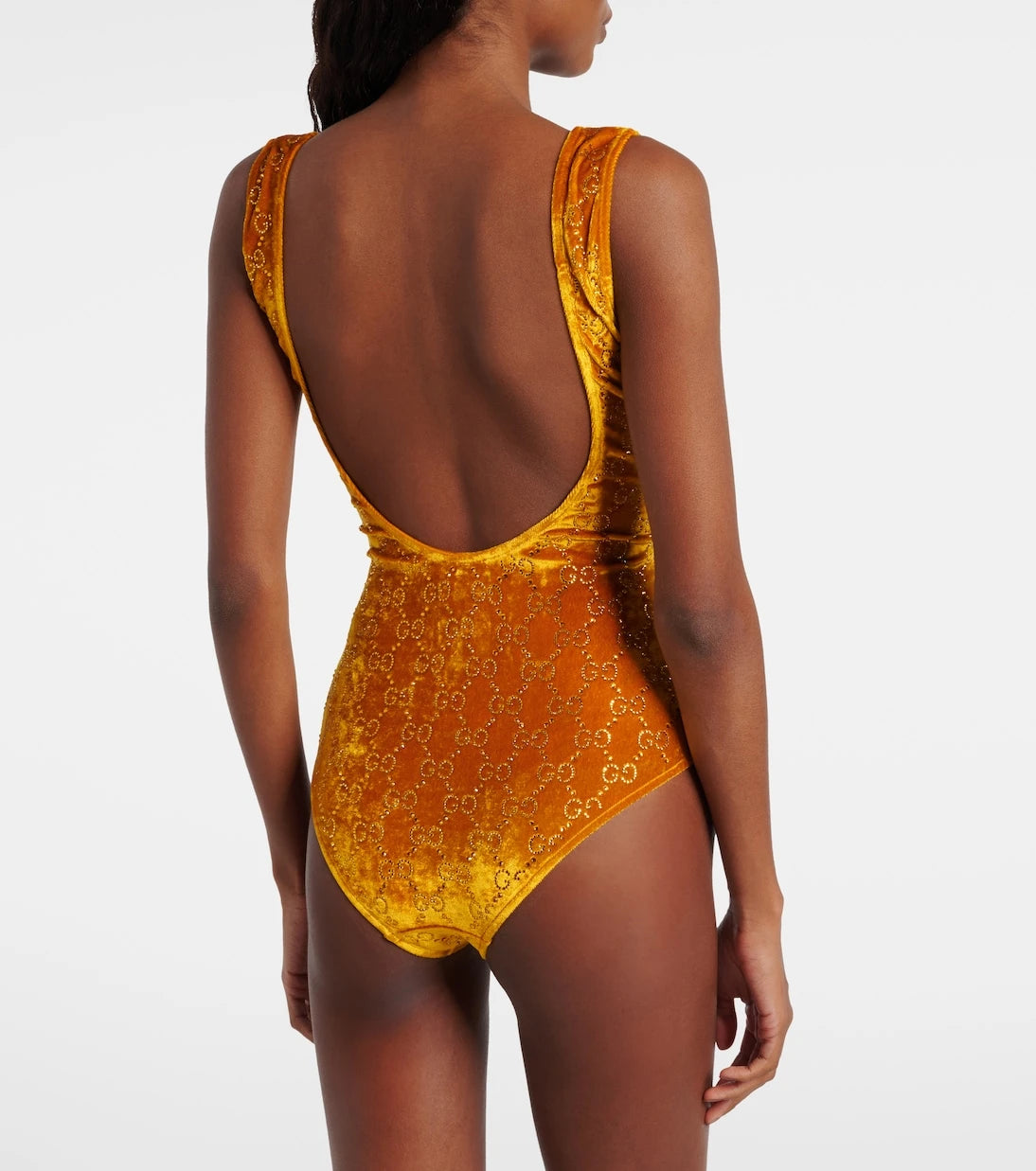 Gucci - GG embellished velvet bodysuit
