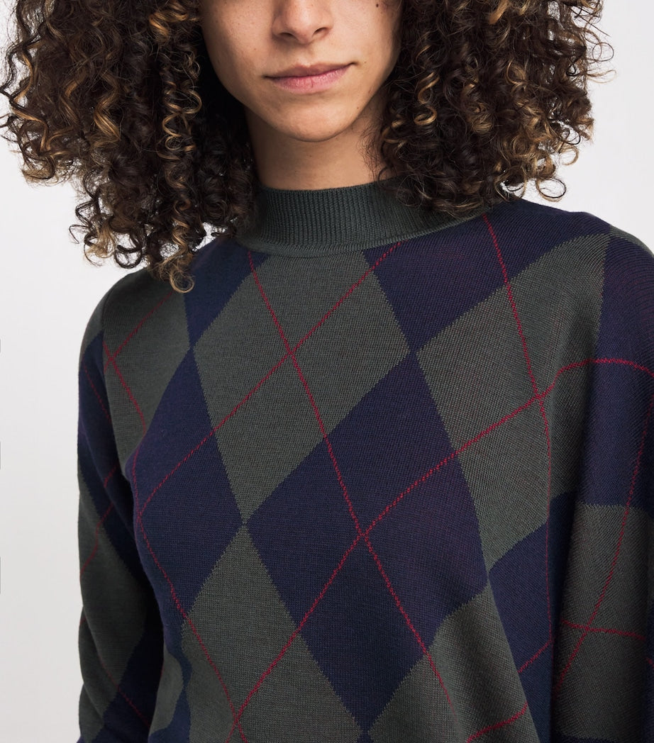 A.W.A.K.E Mode Multi Merino Wool Argyle Maxi Dress