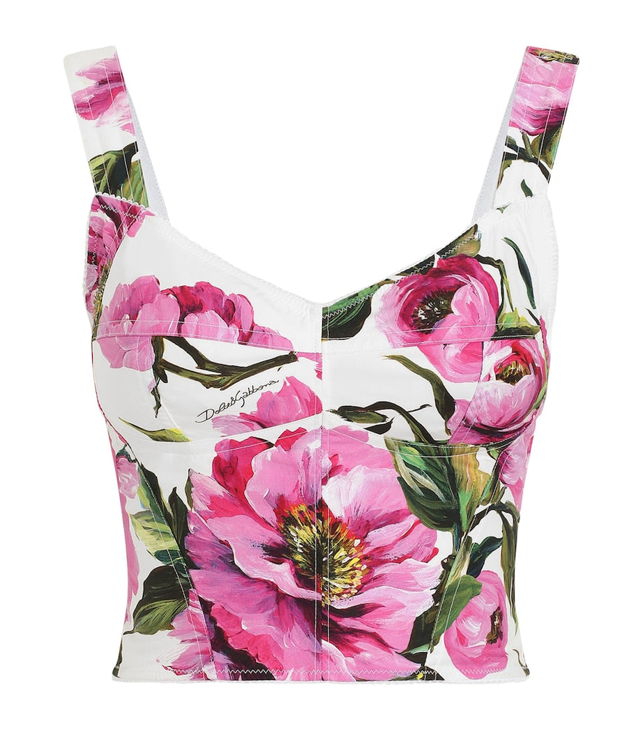 Dolce & Gabbana Multi Roses Bustier Top