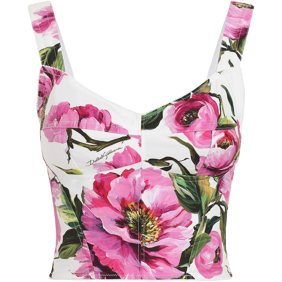 Dolce & Gabbana Multi Roses Bustier Top