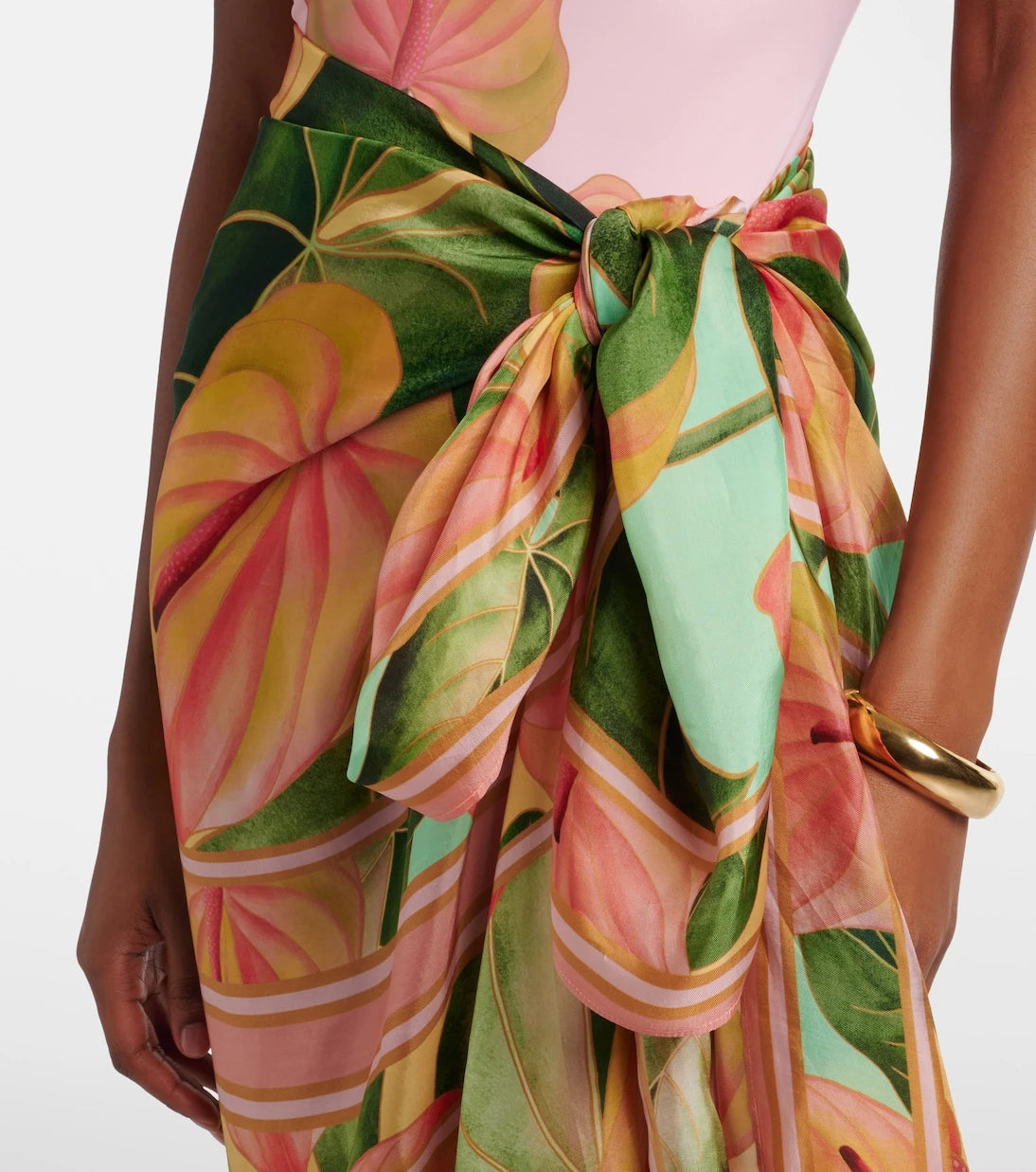 Farm Rio - Anturium Leaves satin beach cover-up