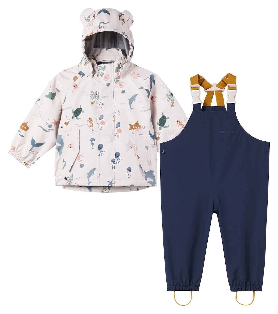Liewood - Baby Manu raincoat and overalls set