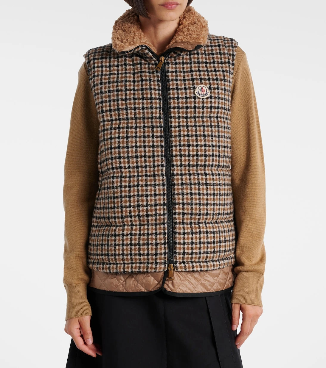 Moncler - Touvet checked wool-blend down vest