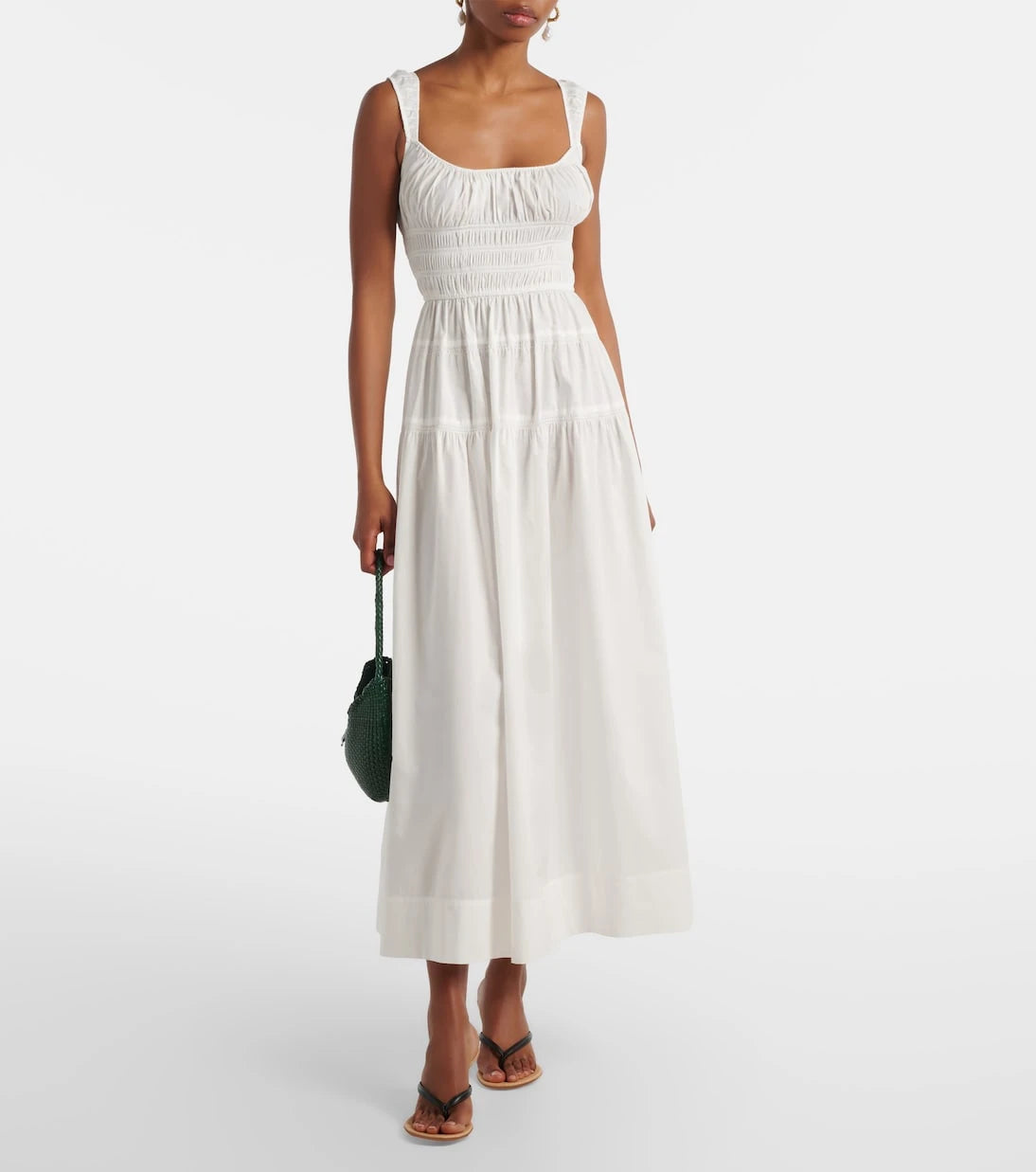 Dôen - Clover shirred cotton poplin midi dress