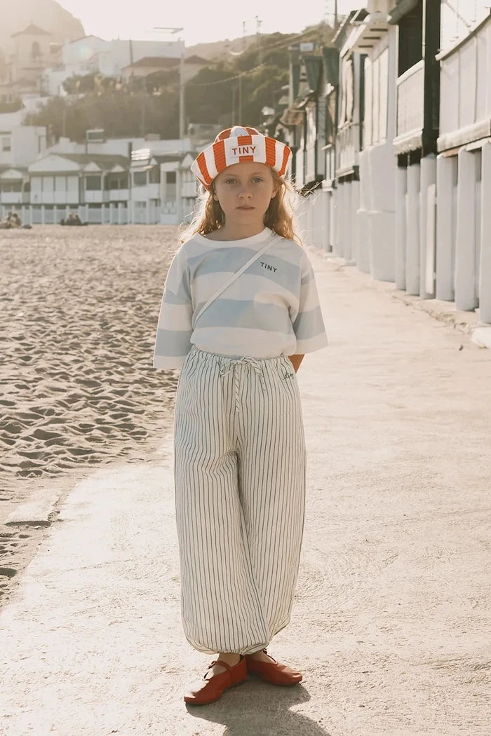 Детски панталон с лен Tinycottons EMERALD STRIPES PANT