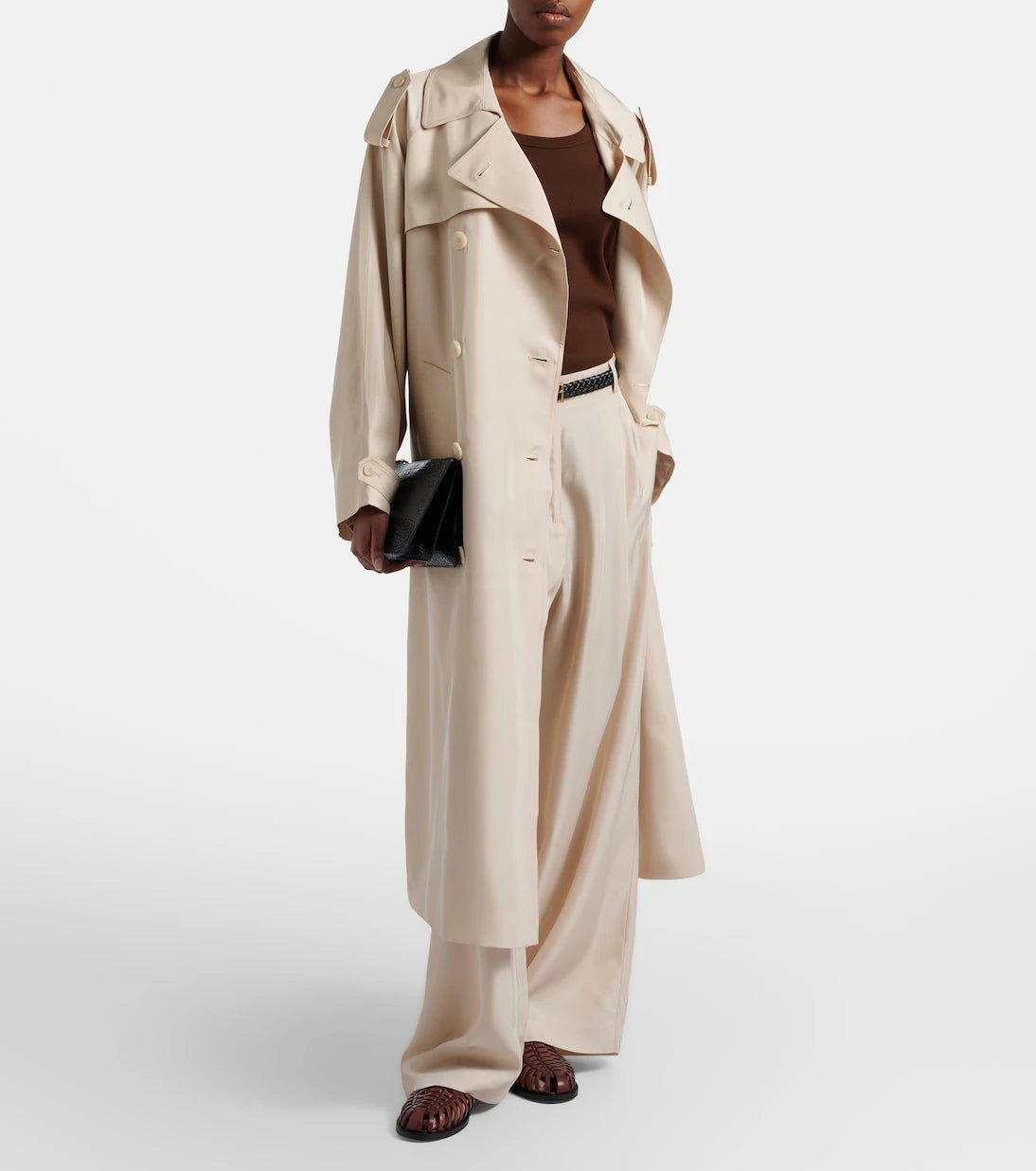 The Frankie Shop - معطف ترنش "فيرون" oversized من التويل