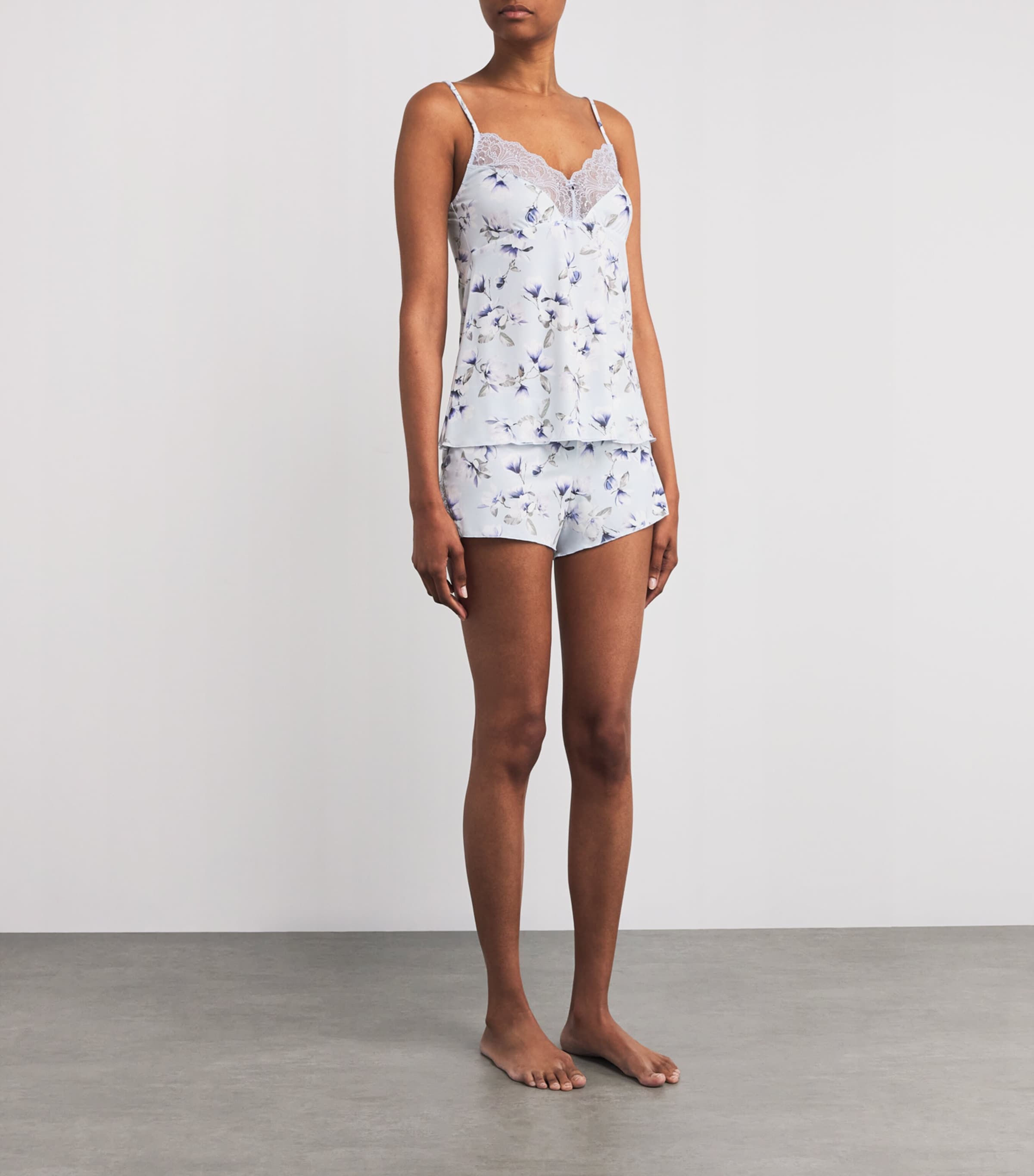 Fantasie Blue Lace-Trim Floral Lucia Camisole Top