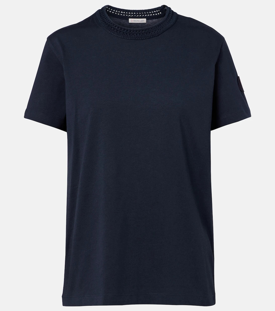 Moncler - Crochet-trimmed cotton jersey T-shirt