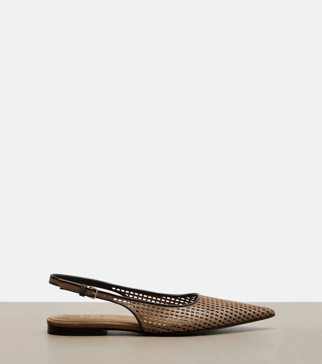 Brunello Cucinelli - Perforated leather slingback flats