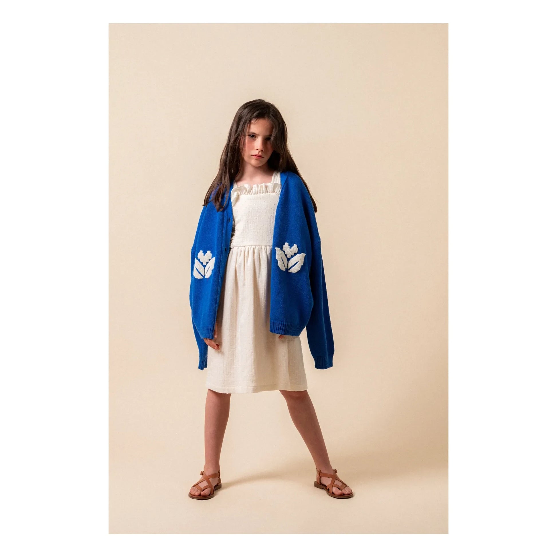 birinit - Plumetis Organic Cotton Midi Dress | Ivory