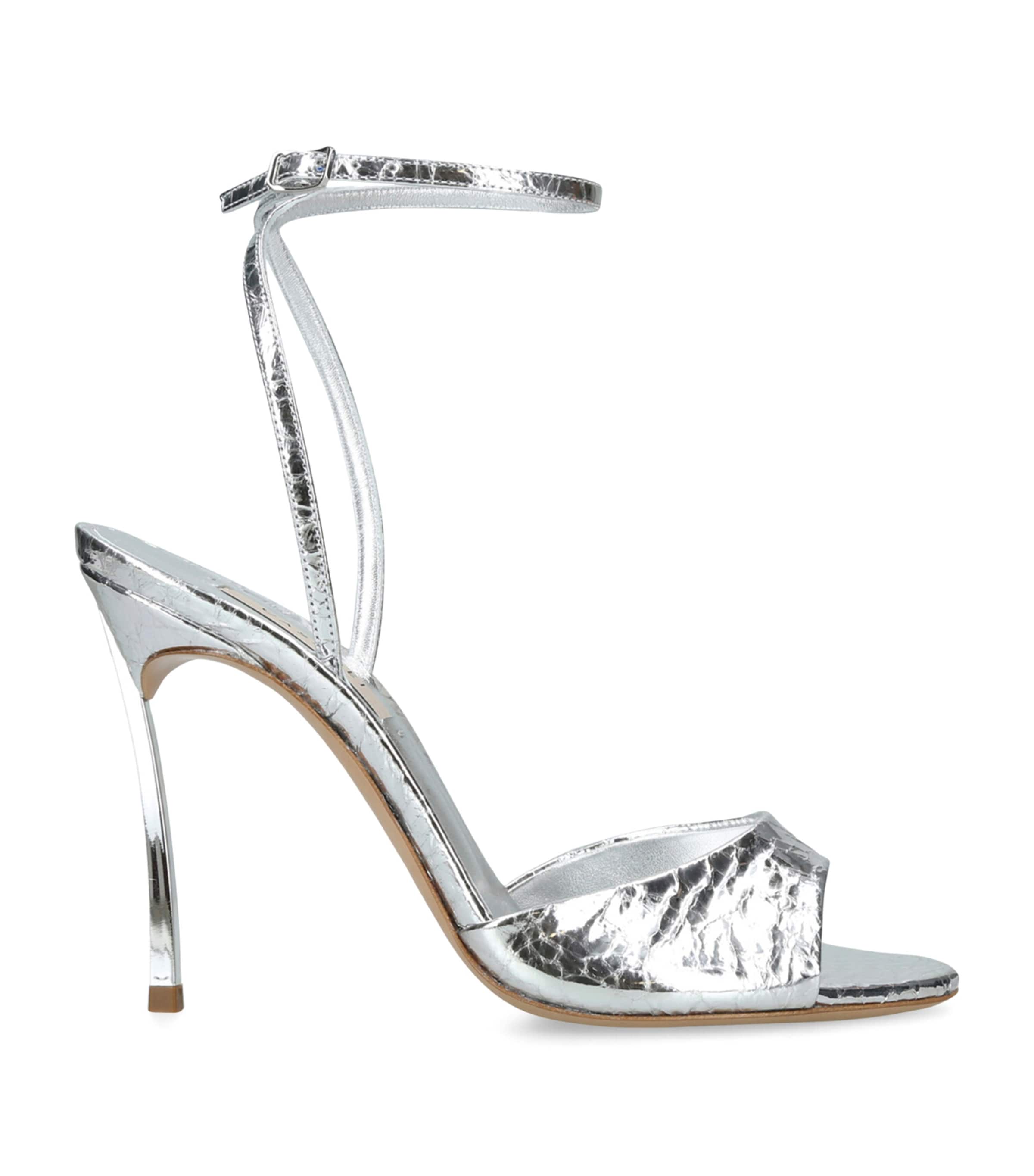 Casadei Metallic Leather Blade Heeled Sandals 100