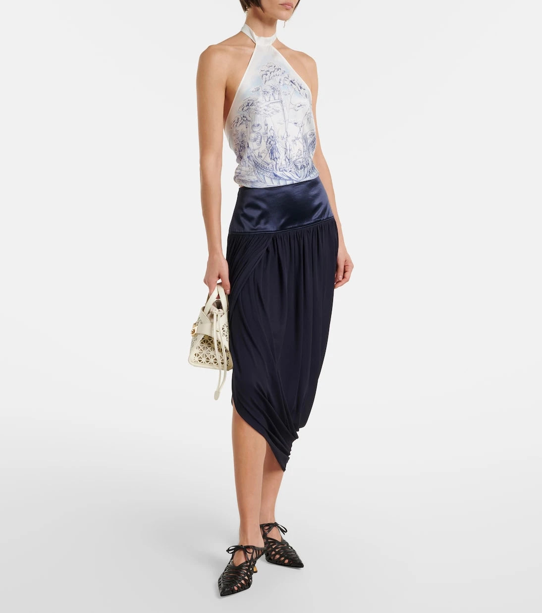 Ferragamo - Draped asymmetric midi skirt