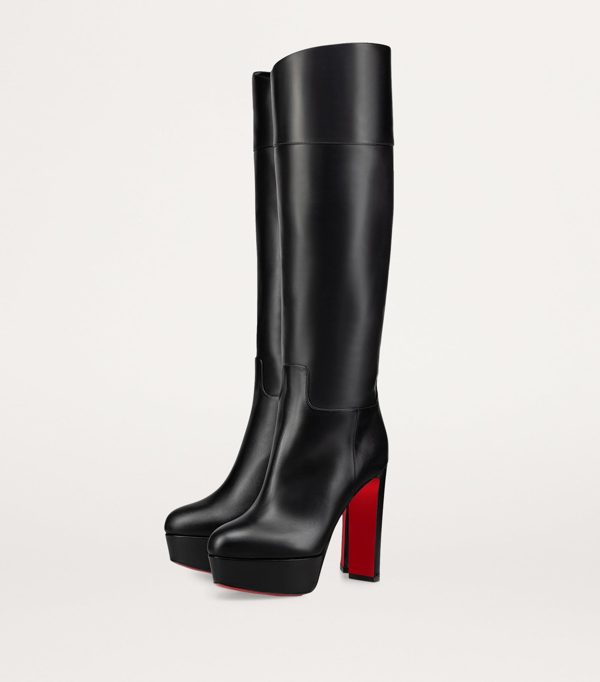 Christian Louboutin Black Loo Botta Alta Leather Knee-High Boots 130