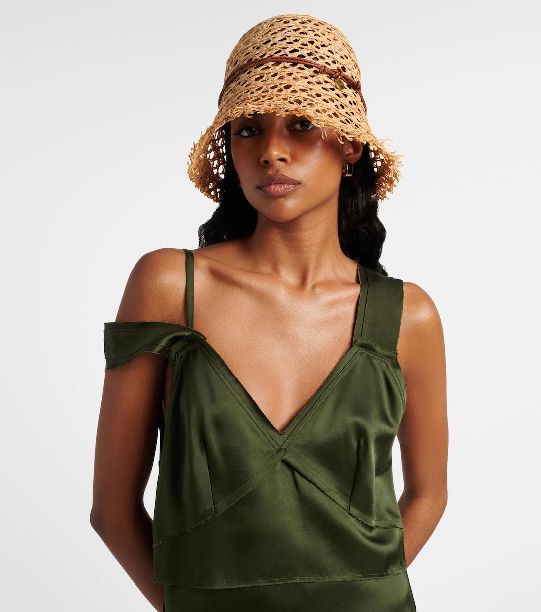 Ruslan Baginskiy - Leather-trimmed straw cloche hat