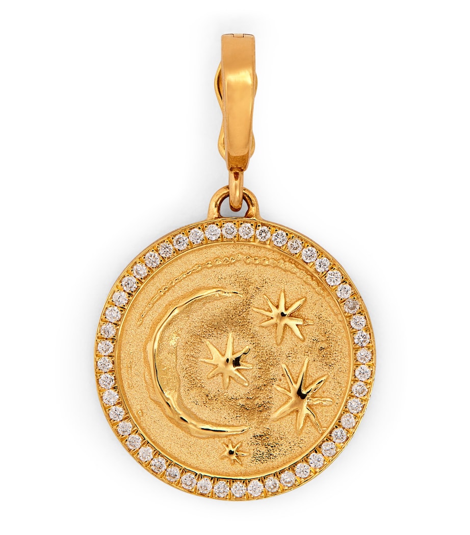 Small Yellow Gold and Diamond Cosmic Coin Charm