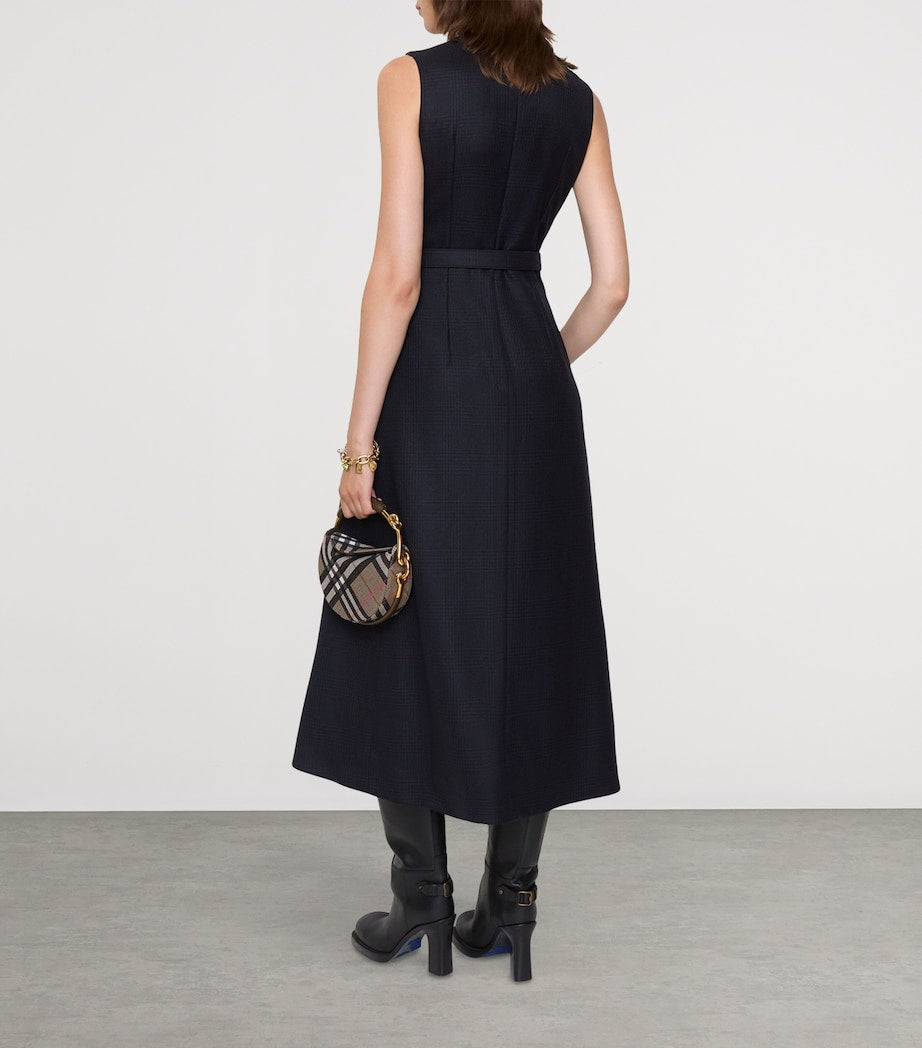 Burberry Wool Check Midi Dress TARMAC G/DK PEWTER G