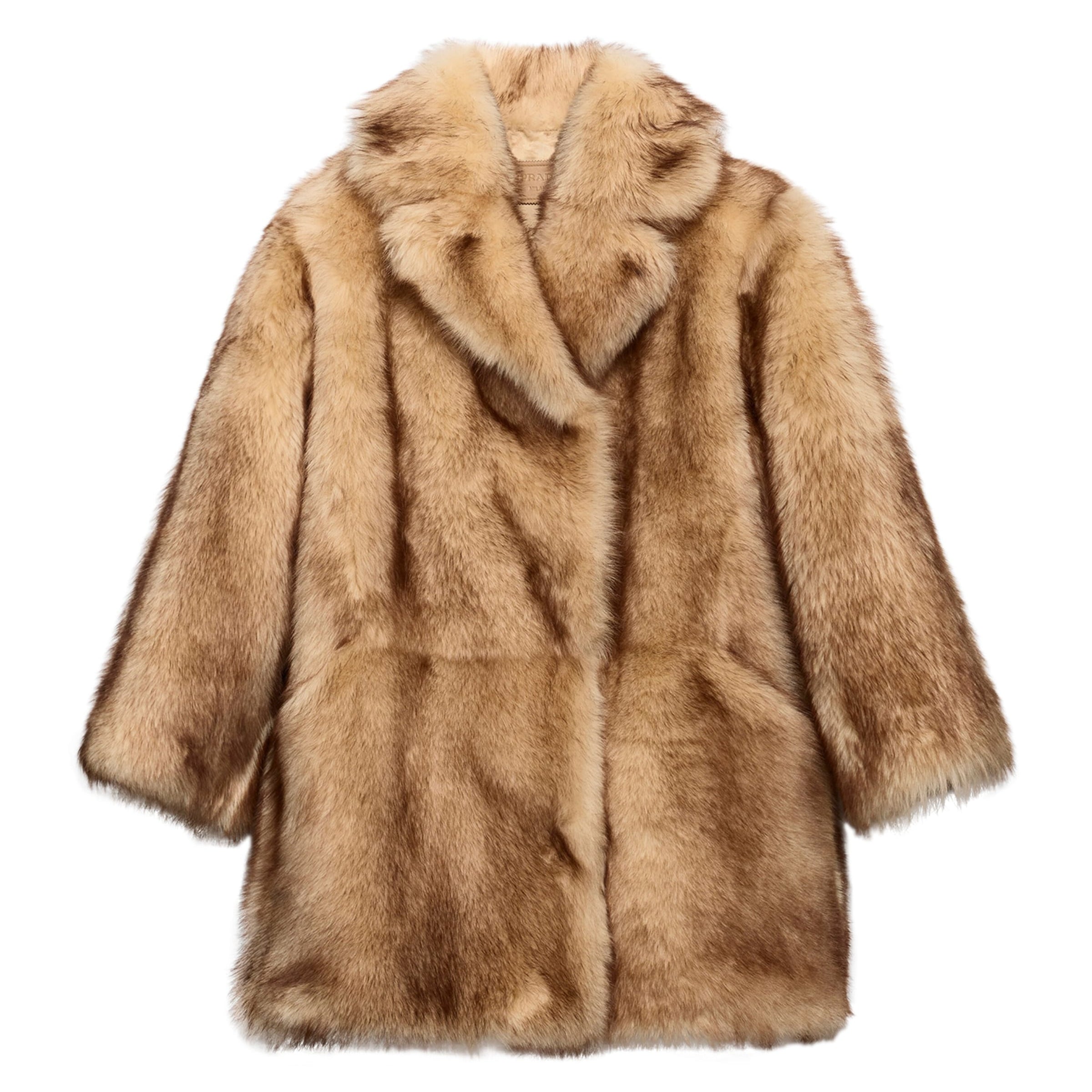 Prada Neutral Shearling Caban Jacket