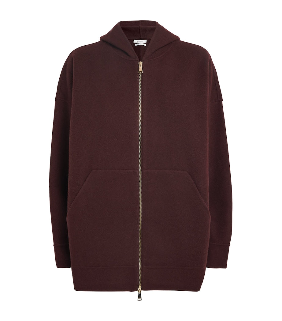 Wool-Blend Zip-Up Hoodie CHERRY