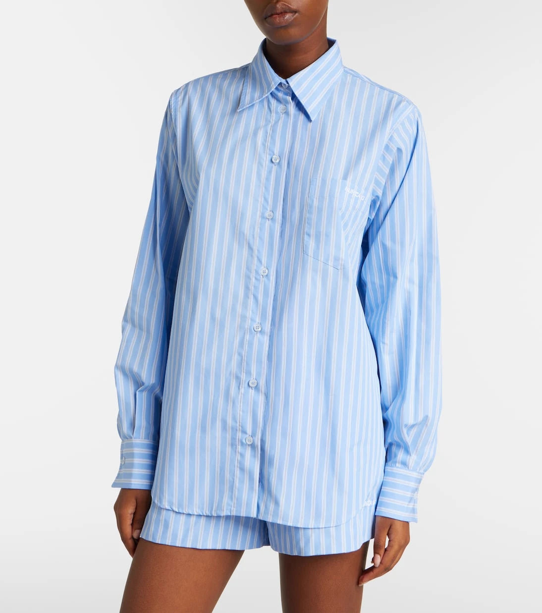 Hunza G - Striped cotton polin shirt
