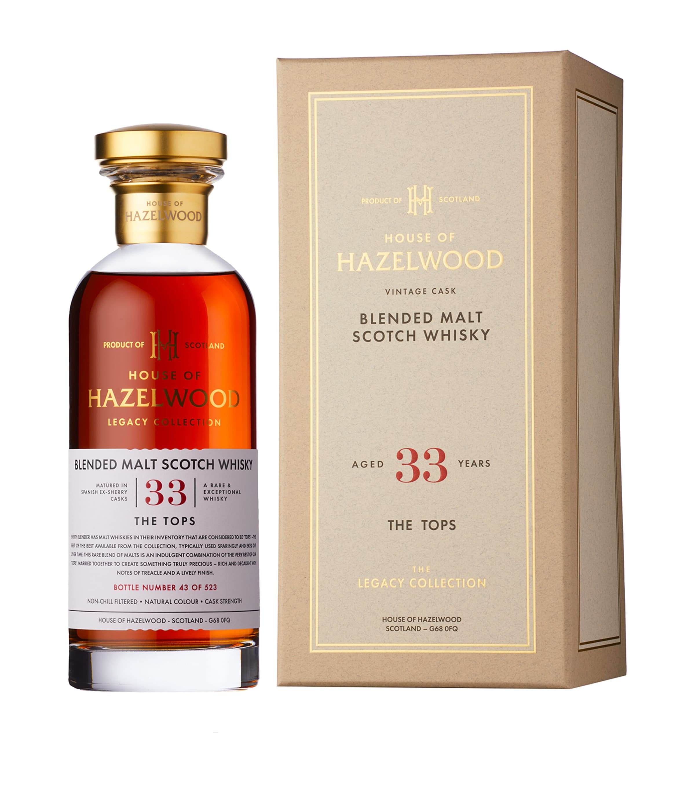 House of Hazelwood The Tops 33-Year-Old Speyside Blended Malt Scotch Whisky (70cl)