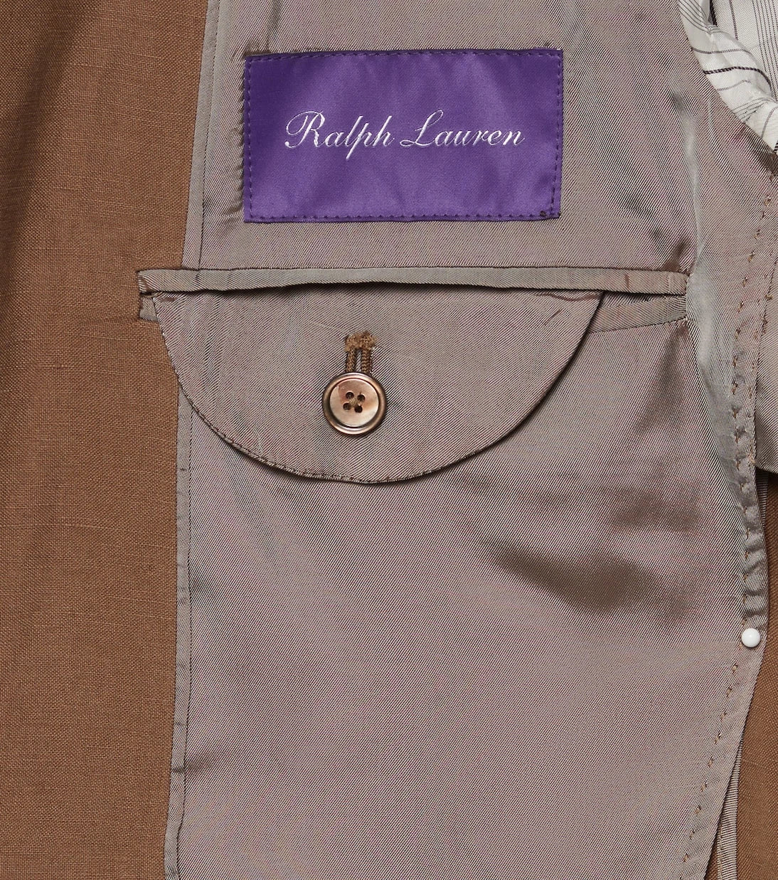 Ralph Lauren Purple Label - بليزر حرير وكتان بصدر واحد