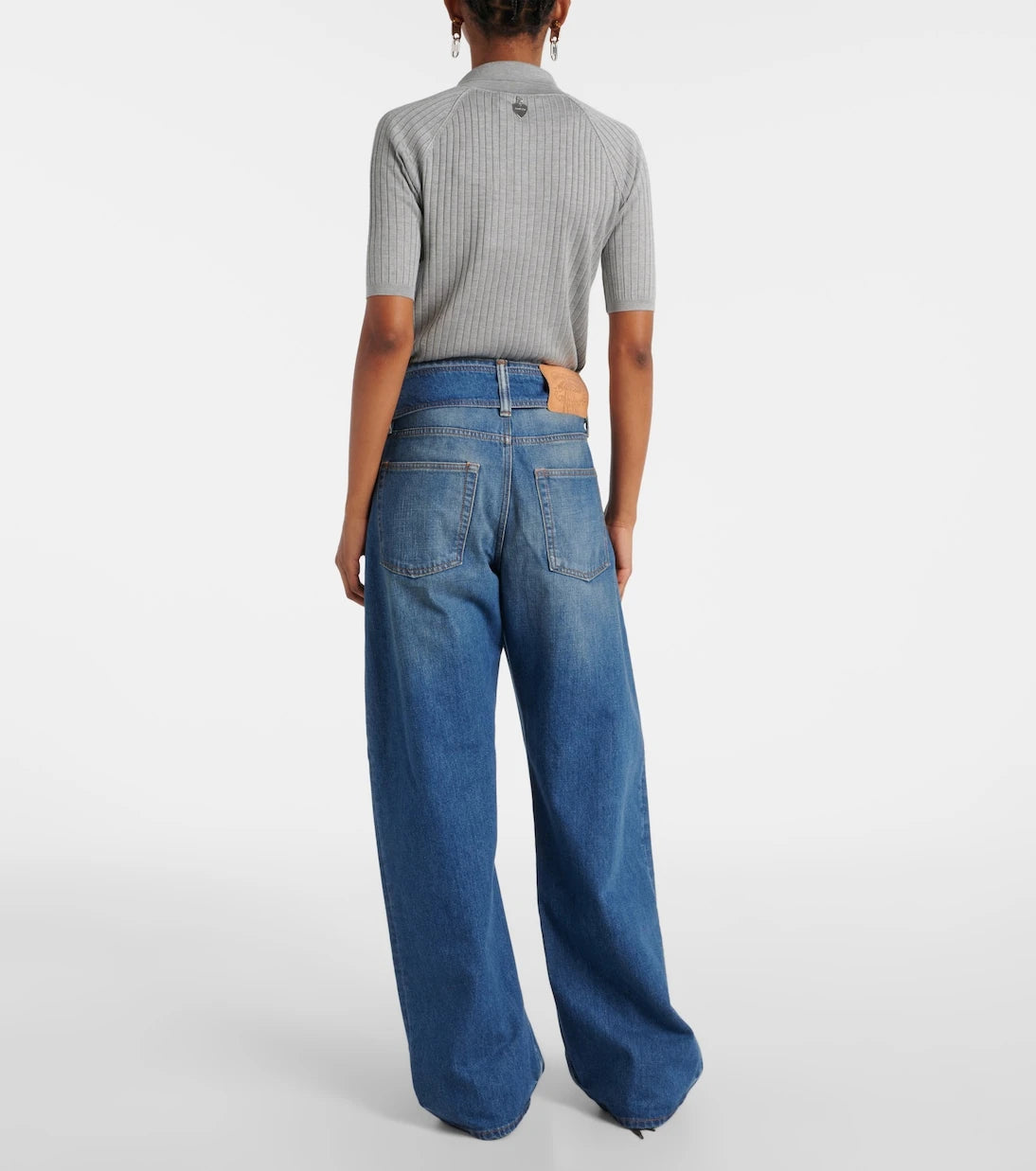 Acne Studios - بنطال جينز بحزام وخصر منخفض وقصة واسعة