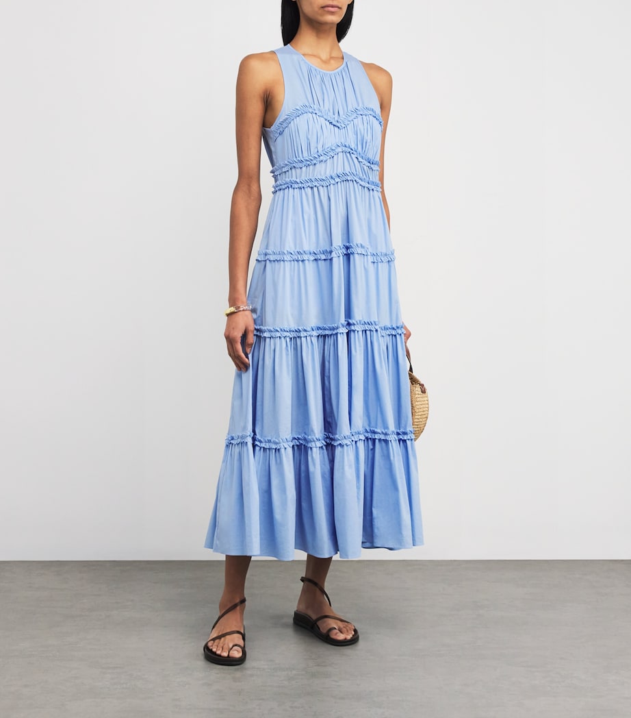 Cinq A Sept Blue Tiered Sirinna Midi Dress