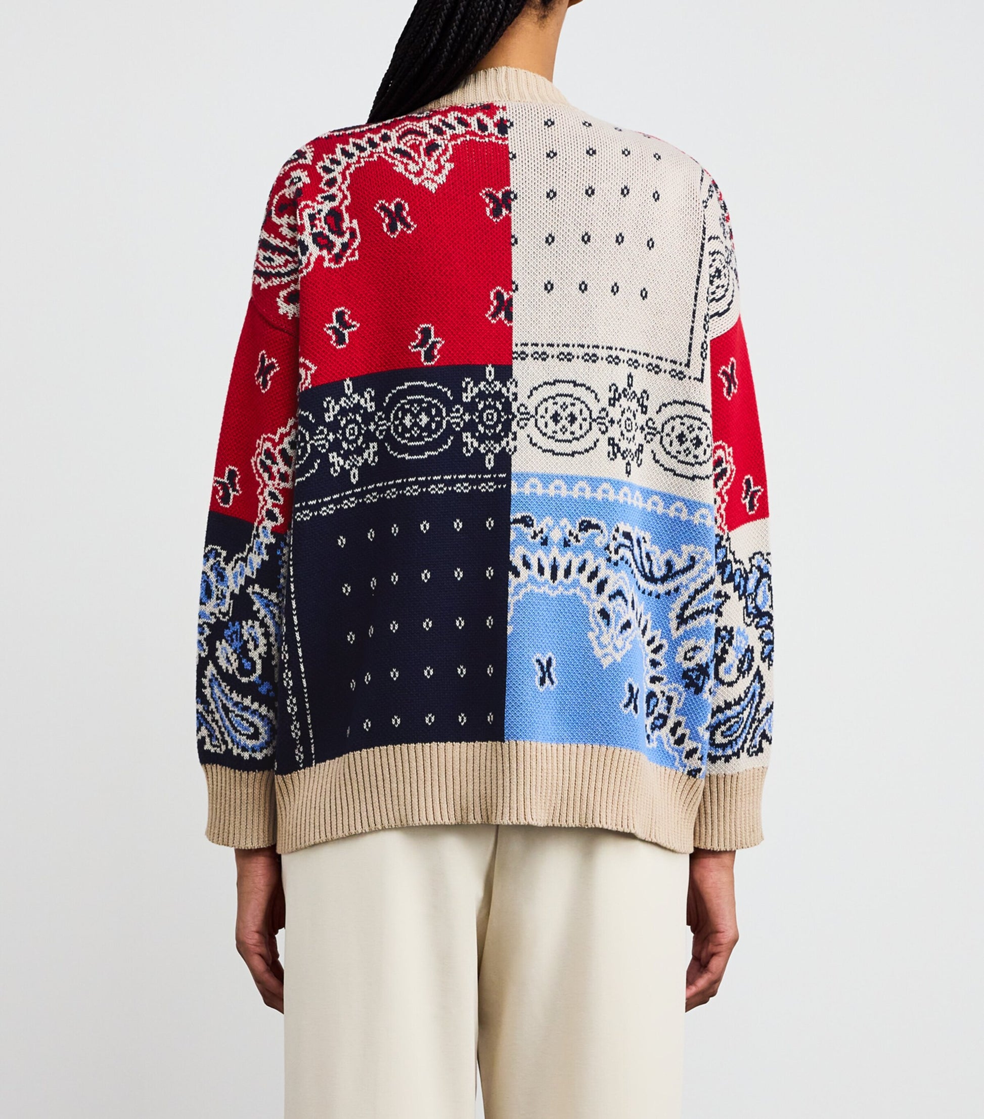 Weekend Max Mara Blue Cotton Oversized Jacquard Cardigan