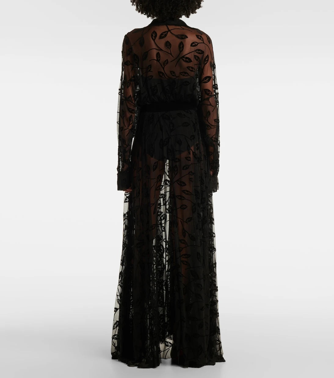 Norma Kamali - Sheer floral mesh maxi dress