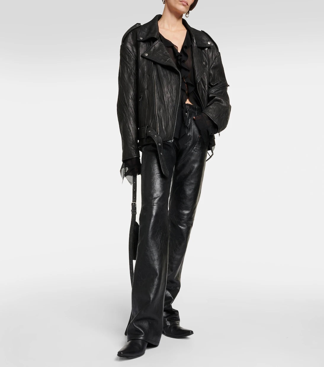 Acne Studios - Linor oversized belted leather jacket
