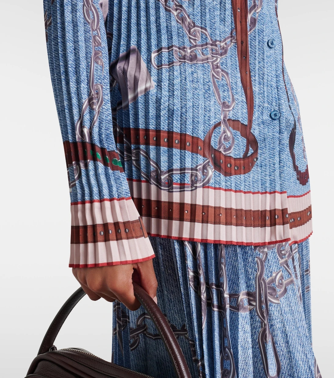 Acne Studios - قميص بطيات مطبوعة بنقشة خداع بصري