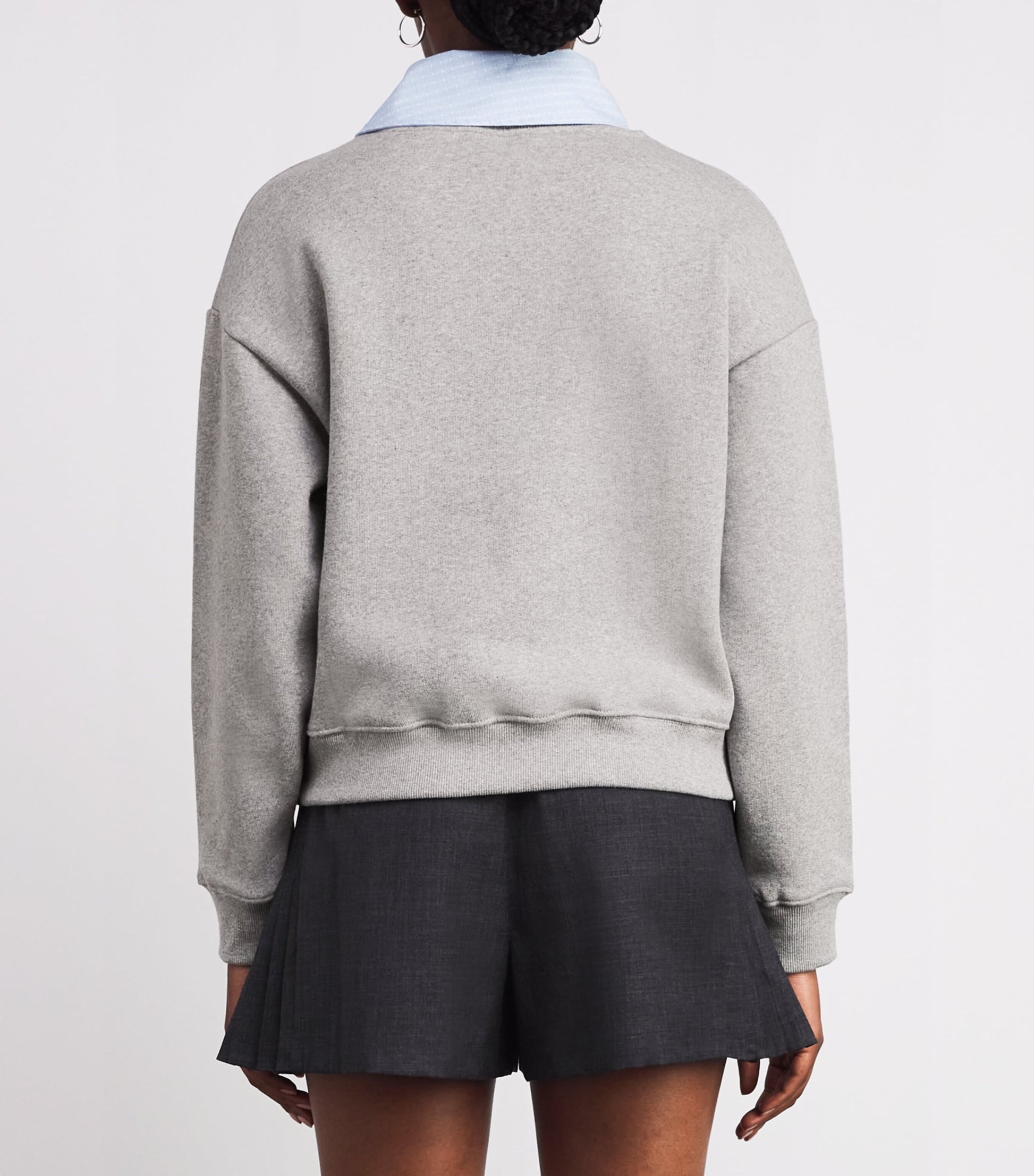 Claudie Pierlot Grey Scarf-Collar Logo Sweatshirt