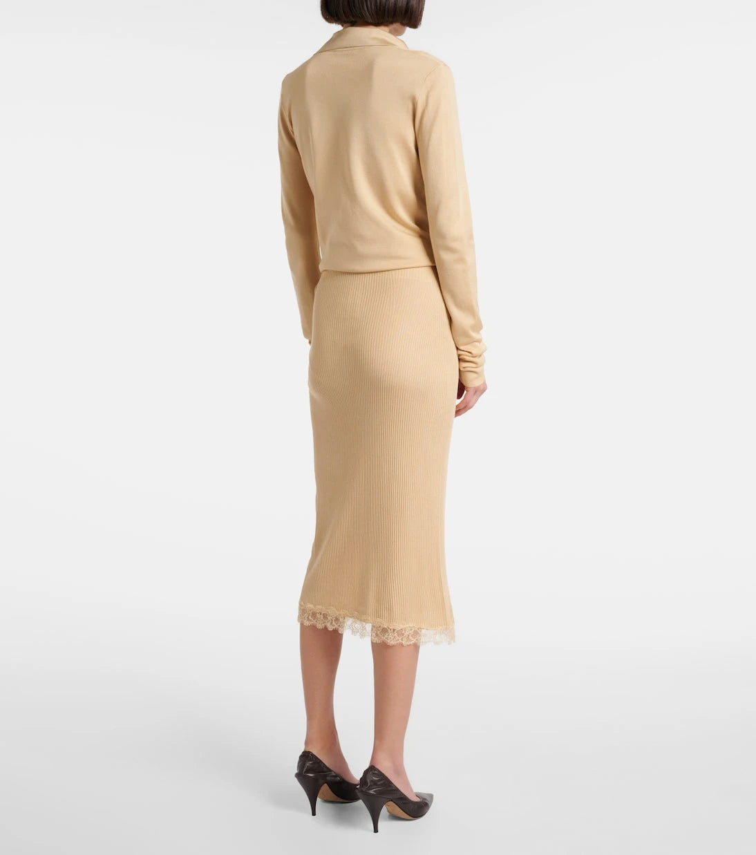 The Row - Indira lace-trimmed silk-blend midi skirt