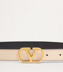 Ivory Leather VLogo Signature Belt