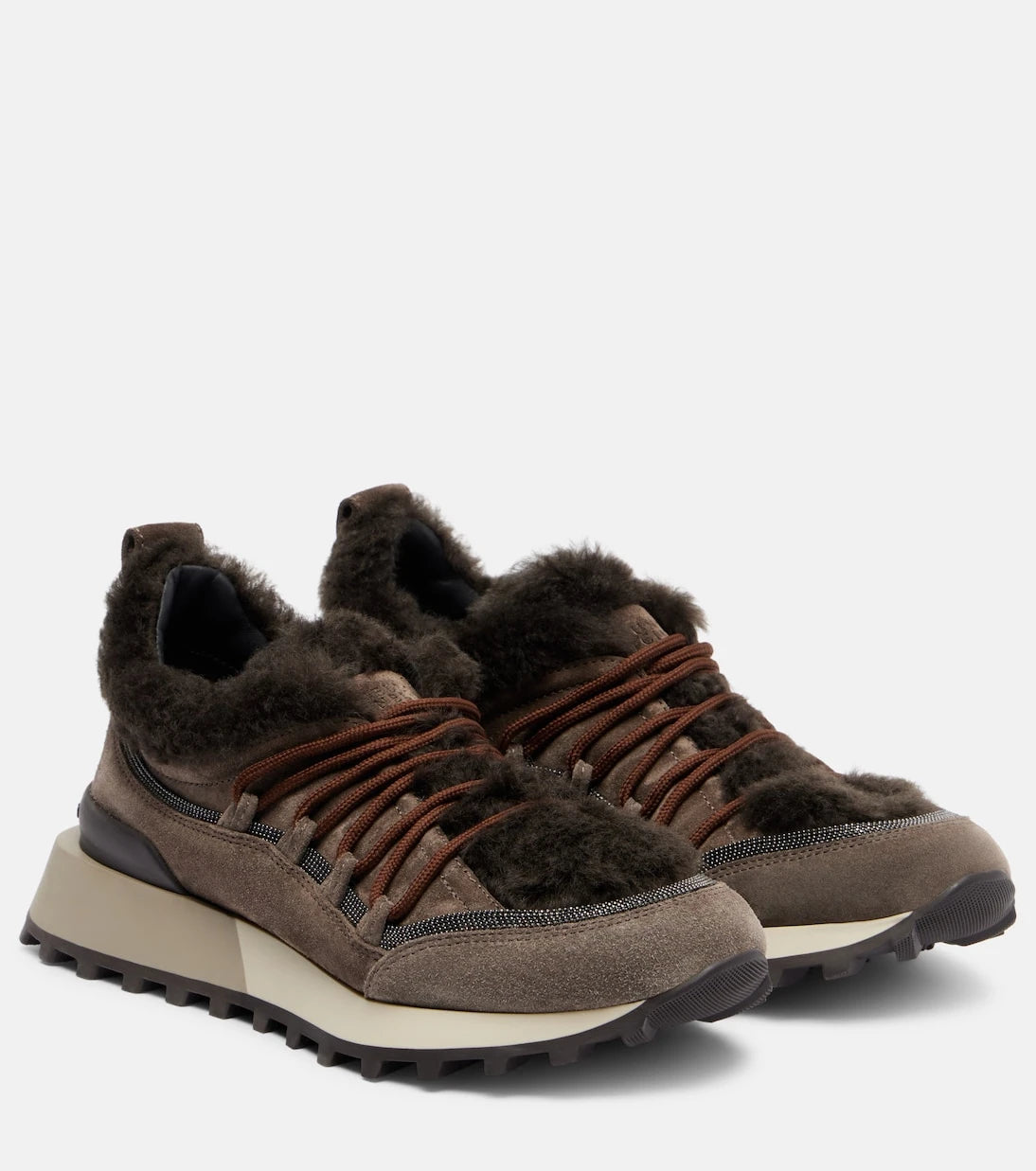 Brunello Cucinelli - Shearling-lined suede low-top sneakers