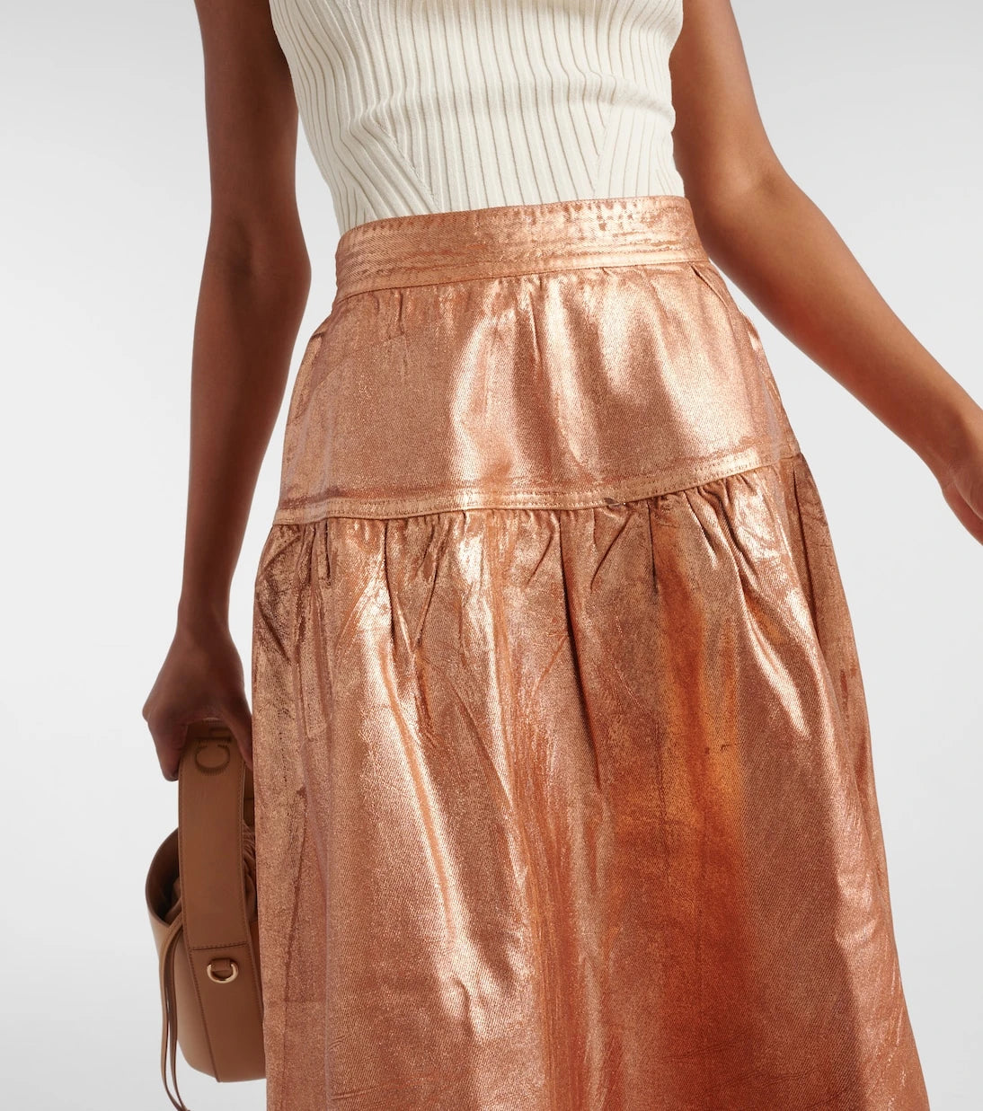 Ulla Johnson - Astrid foiled denim midi skirt