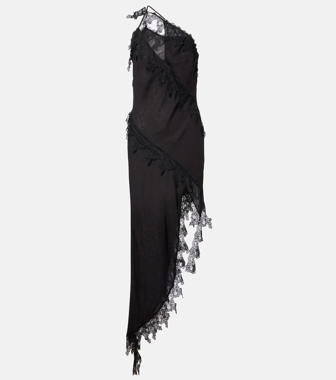 Blumarine - Asymmetric lace-trimmed midi dress