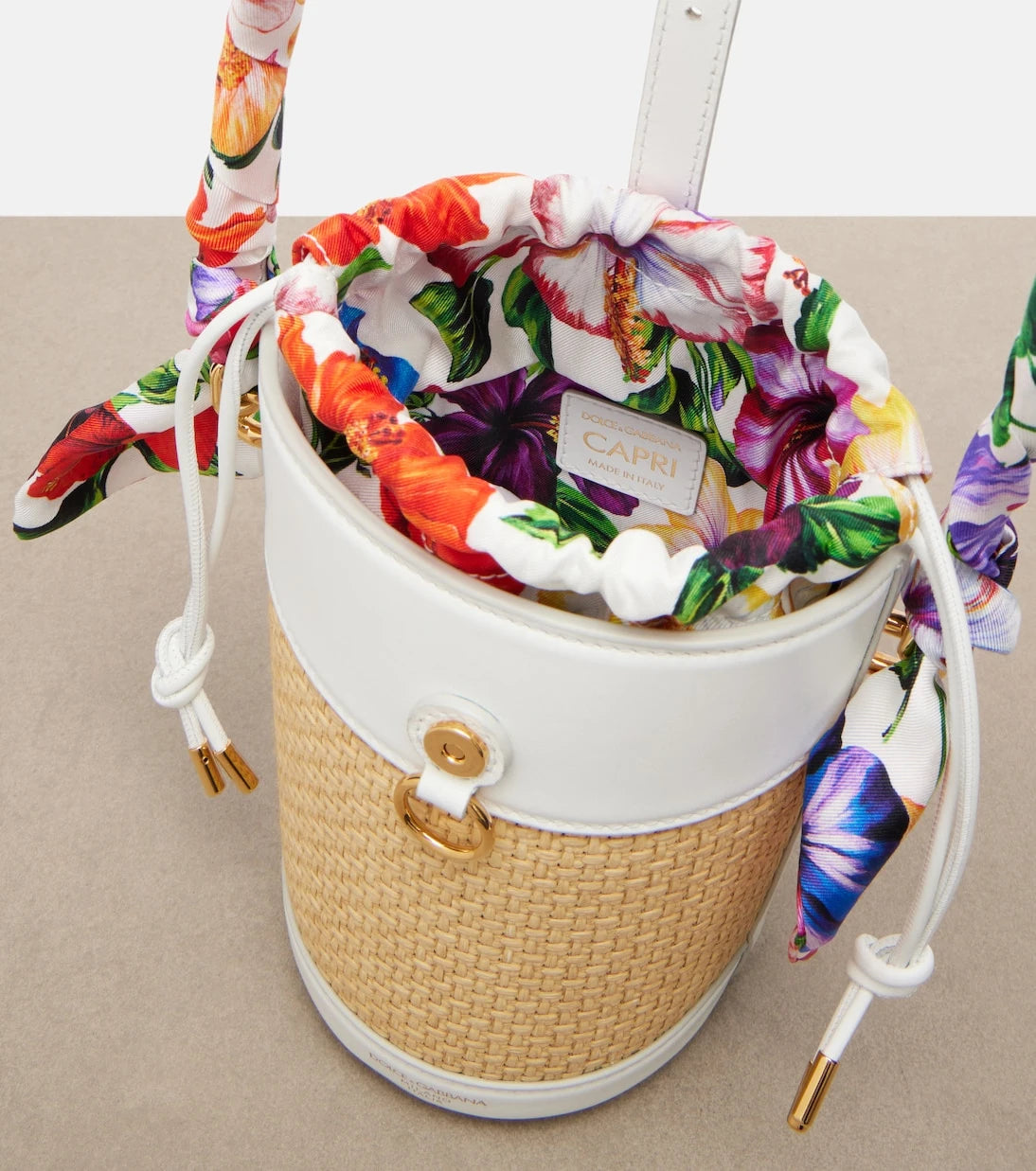 Dolce&Gabbana - Secchiello Small raffia bucket bag