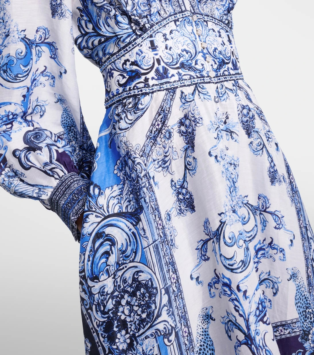 Camilla - Printed linen and silk maxi dress