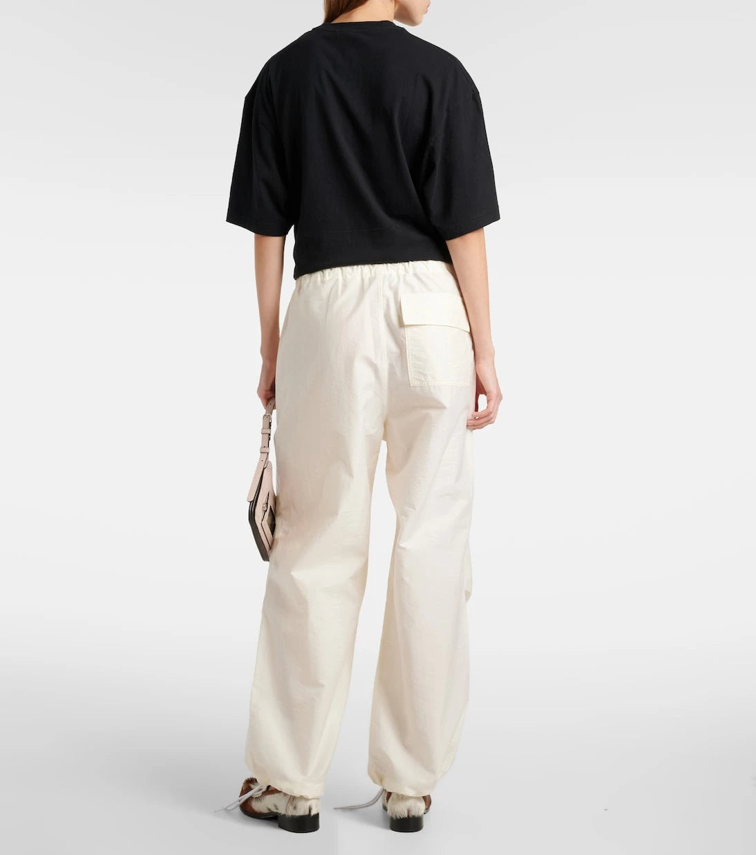 Acne Studios - بنطلون واسع الساقين متوسط الارتفاع من مزيج القطن