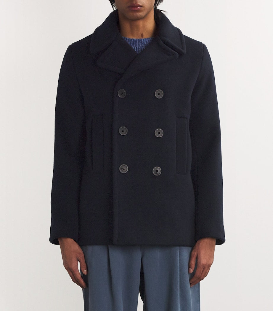 Sandro Paris Blue Wool-Blend Peacoat